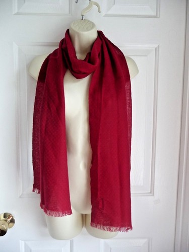 L.L.BEAN Bufanda 100% Lana Tejida Texturizada ROSA OSCURO CALIENTE Berry Magenta 14"x76" - Imagen 3 de 5