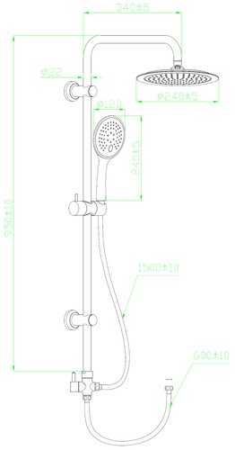Columna De Ducha Negro Sin Grifo Dark Serie - Imagen 2 de 2