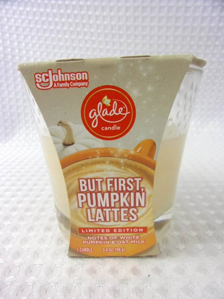 Lot 3 x Glade **But First, Pumpkin Lattes** 3.4oz Glass Jar Candles - LE - HTF - Image 2 of 4