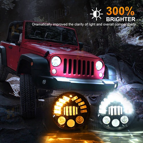 Pair 7'' Round LED Headlights Halo DRL Turn Light for Ford F-100 F100 1969-1979 - Picture 7 of 9