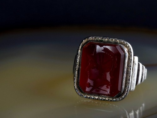 Ring Silber Sterling Karneol art deco 18,0 mm Intaglio - markant & ausgefallen - Bild 5 von 9
