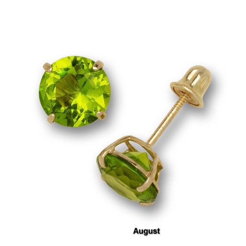 Solid 14K Yellow Gold 6mm Round Cubic Zirconia Birthstone Basket-Set Solitaire - Picture 6 of 10