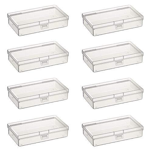  8 Pieces Rectangular Empty Mini Clear Plastic Organizer Storage Box  - Foto 1 di 6
