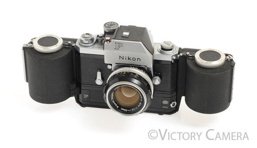 Nikon F Chrome 35mm Camera w/ Rare 250 Exp. MF-1 Mag, 50mm f1.4 -Display Only- [ - Picture 2 of 6