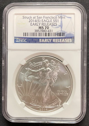 2014-(S) $1 Silver American Eagle NGC MS70 Early Releases ENN Coins