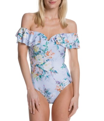 Becca by Rebecca Virtue 145724 Womens Floral One-Piece Swimsuit Multi Size Small