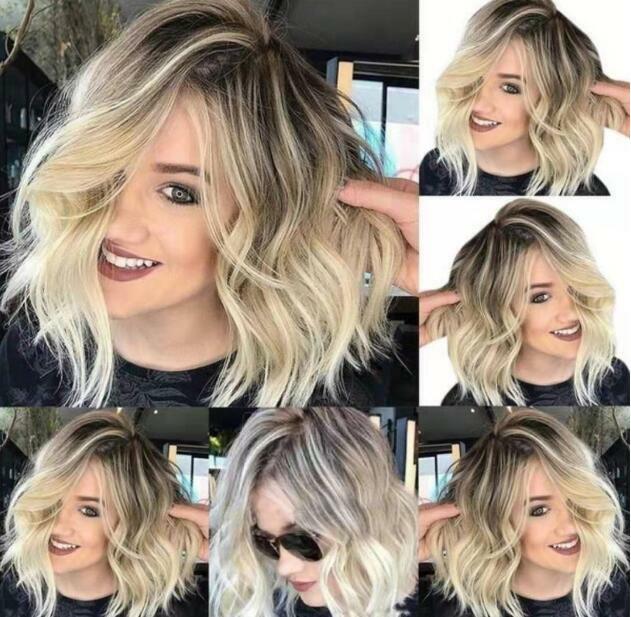 Fashion Ladies Short Curly Gray Mixed Natural Hair Wigs Wig Cap