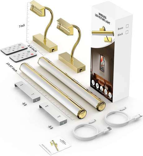 Picture Light Battery Operated, 13In Wireless Art Light for Paintings, Dimmable - Bild 7 von 12