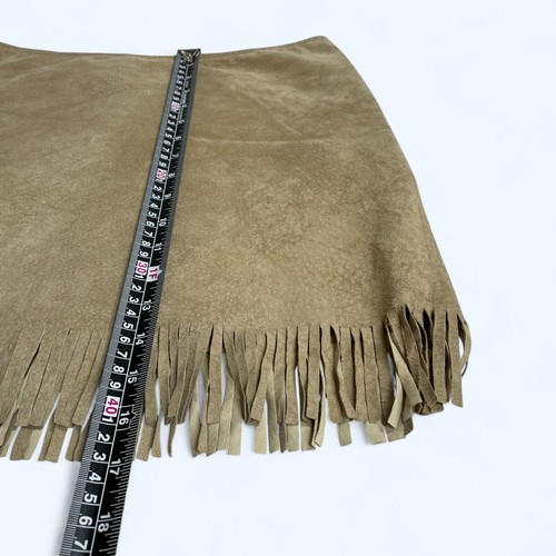 RALPH LAUREN Tasselled Suede Mini Skirt 100% Genuine Leather UK 12 US 8 - Picture 5 of 11