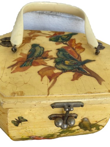 RETRO ANNIE LAURIE ORIGINAL PALM BEACH Butterflies Birds Purse Signed RARE 70’s - Picture 8 of 24