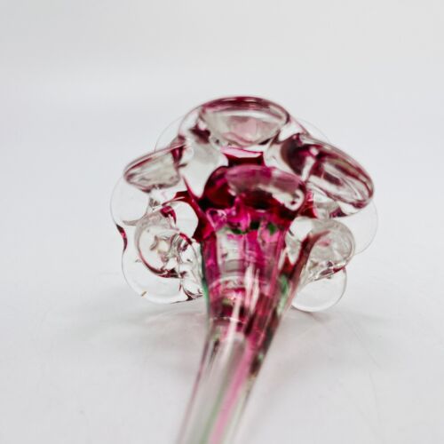 Flor de cristal Lauscha rosa de cristal flor multicolor L 28,5 cm años 60 vintage RDA - Imagen 3 de 17