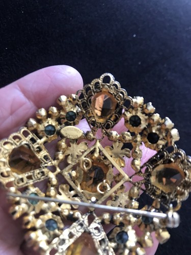 Very Rare Fabulous Signed SCHREINER Of New York Amber Color Green & Gold. - Picture 15 of 15