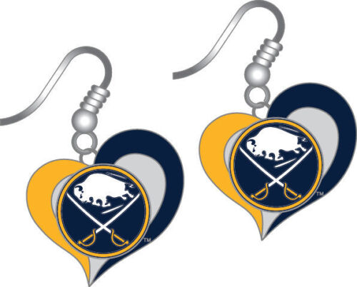 NHL Swirl Heart Team Dangle Earrings - Pick Your Team - Picture 19 of 21