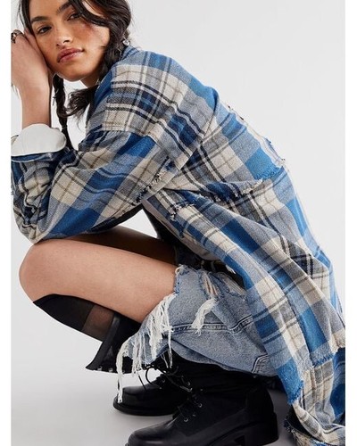 New Free People x We The Free Plaid It Duster Size S - Picture 5 of 9