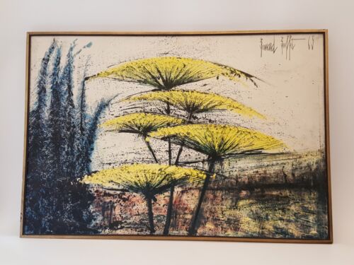 Vintage 1965 Bernard Buffet MCM Abstract Flower Print 22x32 Ombelles et Delphini - Bild 3 von 16
