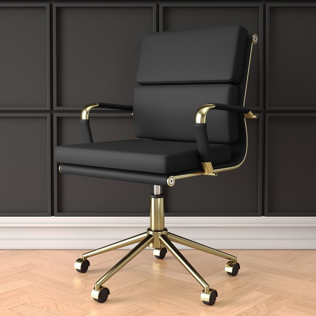Black Faux Leather Swivel Office Chair - Benson BNS001 Black Faux Leather Swivel Office Chair - Benson BNS001