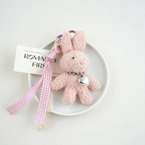 Silver Heart Bow Bunny Keychain - Picture 7 of 11