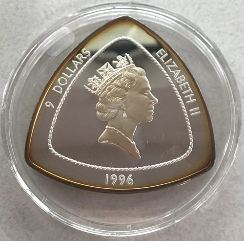 Bermuda 1996 $9 Silver GEM PROOF 5oz Triangular B2U0040 combine shipping - Picture 2 of 3
