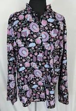 Vera Bradley Womens XL Alpine Floral Pajama Top Print Cotton Black Purple