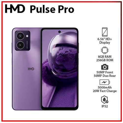 (New) HMD Pulse Pro 8GB+256GB PURPLE Unlocked Dual SIM Android Cell Phone - Afbeelding 1 van 5