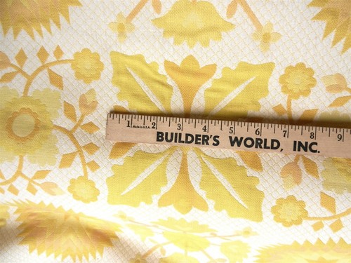 Vintage sonnengelber Stoff Blumen Wiederholung Quilt Blockmuster DCO BTY 54" T61 - Bild 2 von 9