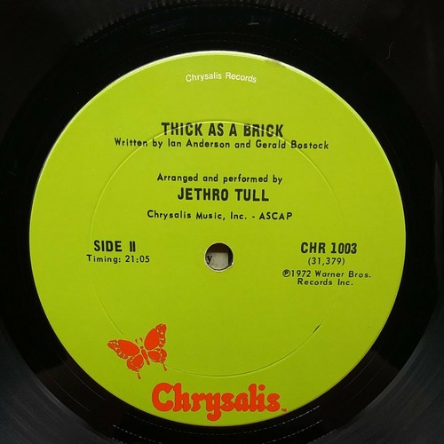 Jethro Tull Thick As Brick Lp Vinyl Record 1972 CHR 1003 Chrysalis - Picture 12 of 12