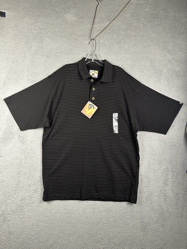 NWT Vintage Cutter & Buck Men's Black Striped Short Sleeve Polo Size XL Golf - Picture 1 of 7