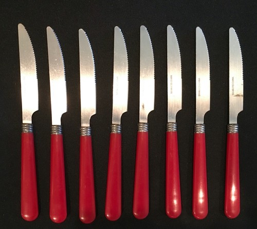 Roter Kunststoffgriff Edelstahl Porzellan Besteck 8" Abendessen Messer 8er Set - Bild 3 von 5