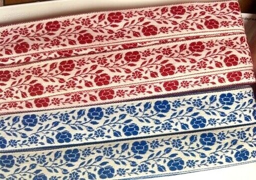 vintage embroidered jacquard 1.25" flowers ribbon trim 1yd Swiss - Picture 2 of 6