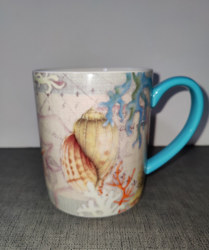 Boho Küste Kaffeebecher Tee Susan Winget Lang Aqua Blau Muscheln Karten 14 Oz - Bild 3 von 9