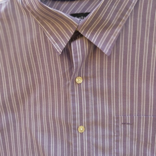 Van Heusen Mens Sz 16 16.5 Purple Striped Button Shirt Long Sleeve Classic Fit  - Picture 8 of 12