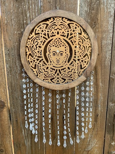 Buddha Sun Catcher Mobile Chandelier Style Handmade From Recycled Materials - Picture 11 of 12