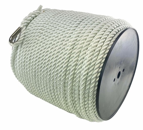 12mm White 3st Nylon Rope Anchor Rope Reel With Stainless Steel Thimble - Picture 4 of 8