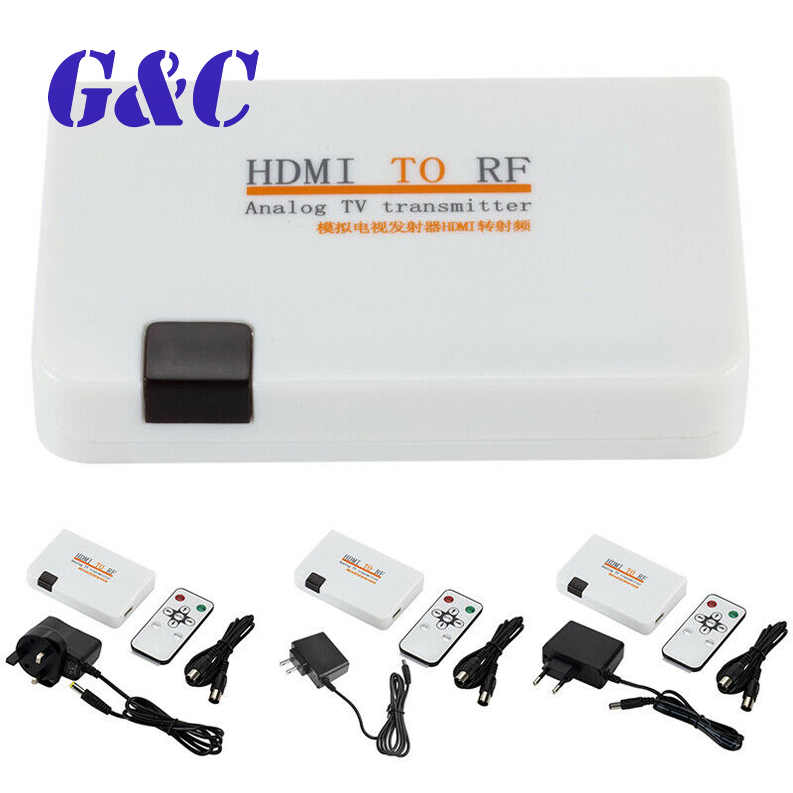 HDMI To RF HDMI Coaxial Converter Adapter Box Remote Control US/EU/UK