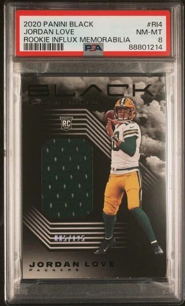 Jordan Love Panini Black Rookie Influx Memorabilia #RI4 Base