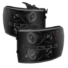 Spyder Chevy Silverado 1500/2500 07-13 Projector Headlights LED Halo LED Blk Smk