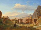 The Roman Theater at Taormina | Louise de Belmont | 1828 Roman Medieval Print
