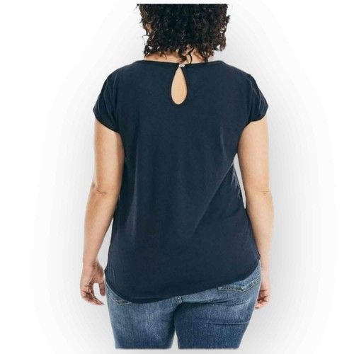 Nautica Womens Keyhole Back Soft Cotton Blend T-Shirt - Size Large 539L - Picture 3 of 7