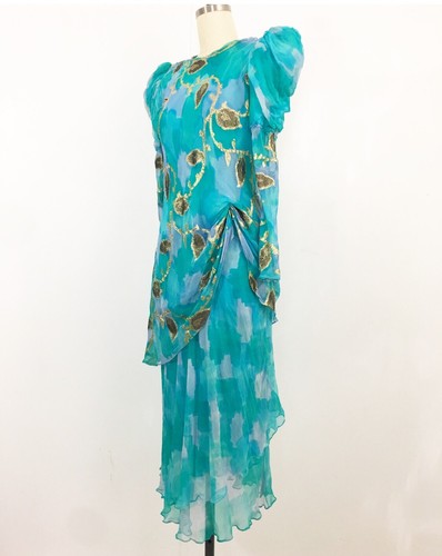 Vintage Judy Hornby Couture 100% Silk Dress Bias Cut Vintage Couture Size S - Picture 8 of 12