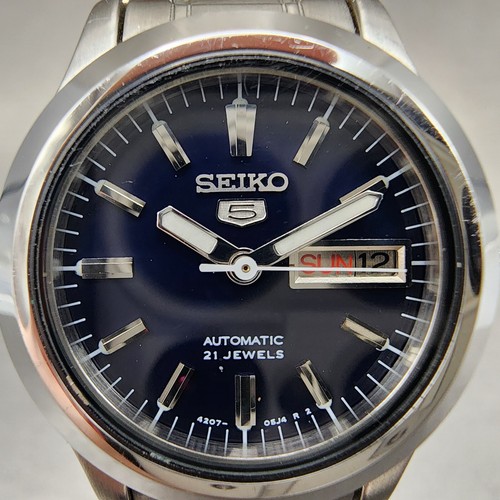 Seiko 5 Watch Women 25mm Blue Dial Steel Dadyate Round Automatic Runs 4207-01F0 - Picture 2 of 11
