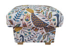 Footstool Pouffe Fryetts Peacocks Ochre Fabric Footstall Birds Mustard Yellow
