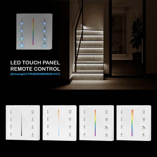 4 Zone Single Colour Dimming/CCT/RGB/RGBW/RGB+CCT LED Touch Panel Remote Control - Picture 1 of 13