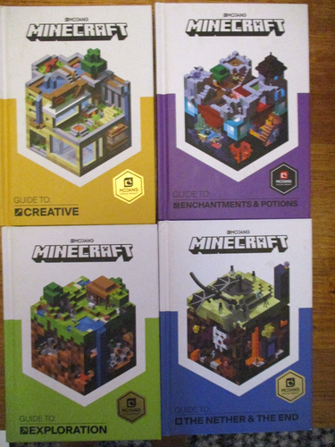 4 Advanced Minecraft Mojang Hard cover books Exploration Creative Enchantments