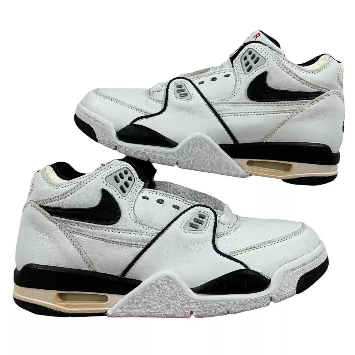 Vintage 90s Nike Air Flight 89 White Black & Varsity Red 1999
