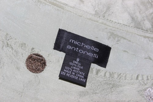 MICHELLE ANTONELLI Mint Green Silk Dress & Bolero Embroidered Polka Dot Sz 6 - Picture 9 of 9