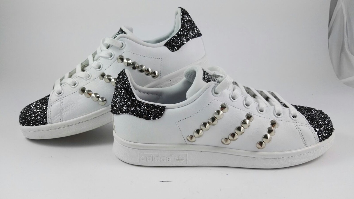 scarpe adidas stan borchie smith glitter nero tacco e punta e borchie stan argento a28cba scarpe adidas stan borchie smith glitter nero tacco e punta e borchie stan argento a28cba