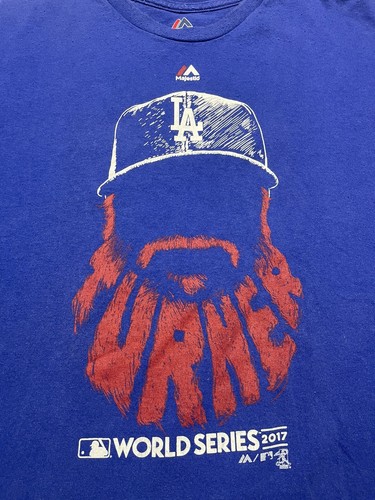Los Angeles Dodgers Shirt Mens 2 XL Blue Justin Turner World Series 2017 - Picture 2 of 7