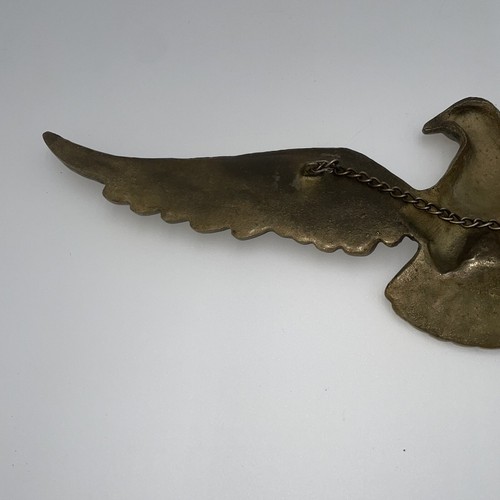 Brass Eagle Wall Hanger Vintage 18” W/brass Chain Patriotic Motorcycle - Picture 9 of 12