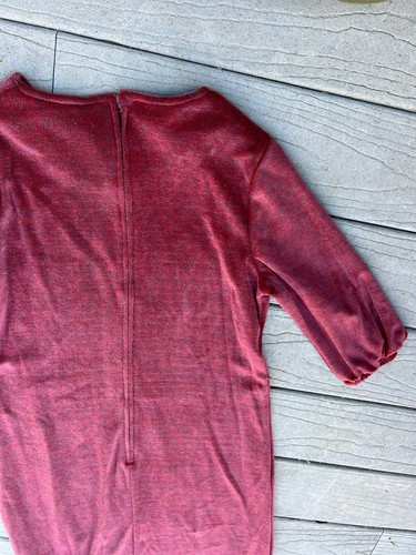 Vintage 1970s Velour Velvet Stretch Shift Dress Stretchy Red MS Kono Size M - Picture 9 of 9