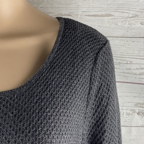 Calvin Klein Pullover Kleid Large grau elfenbein gestreift Struktur Strick U-Ausschnitt süß - Bild 4 von 12